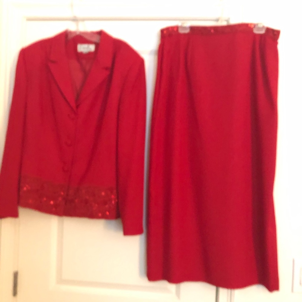 Ladies Red Suite with ankle length skirt.